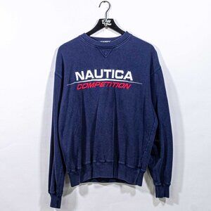 Nautica Competition Spell Out Sweatshirt Medium VTG 90s Streetwear Hip Hop
